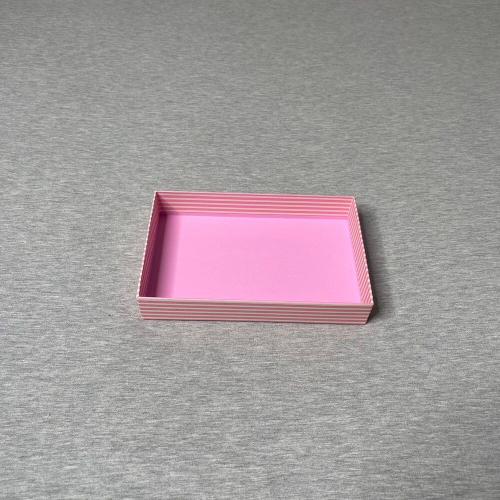 Pink & White Heritage Stripe Empty Decorative Vanity Gift Box